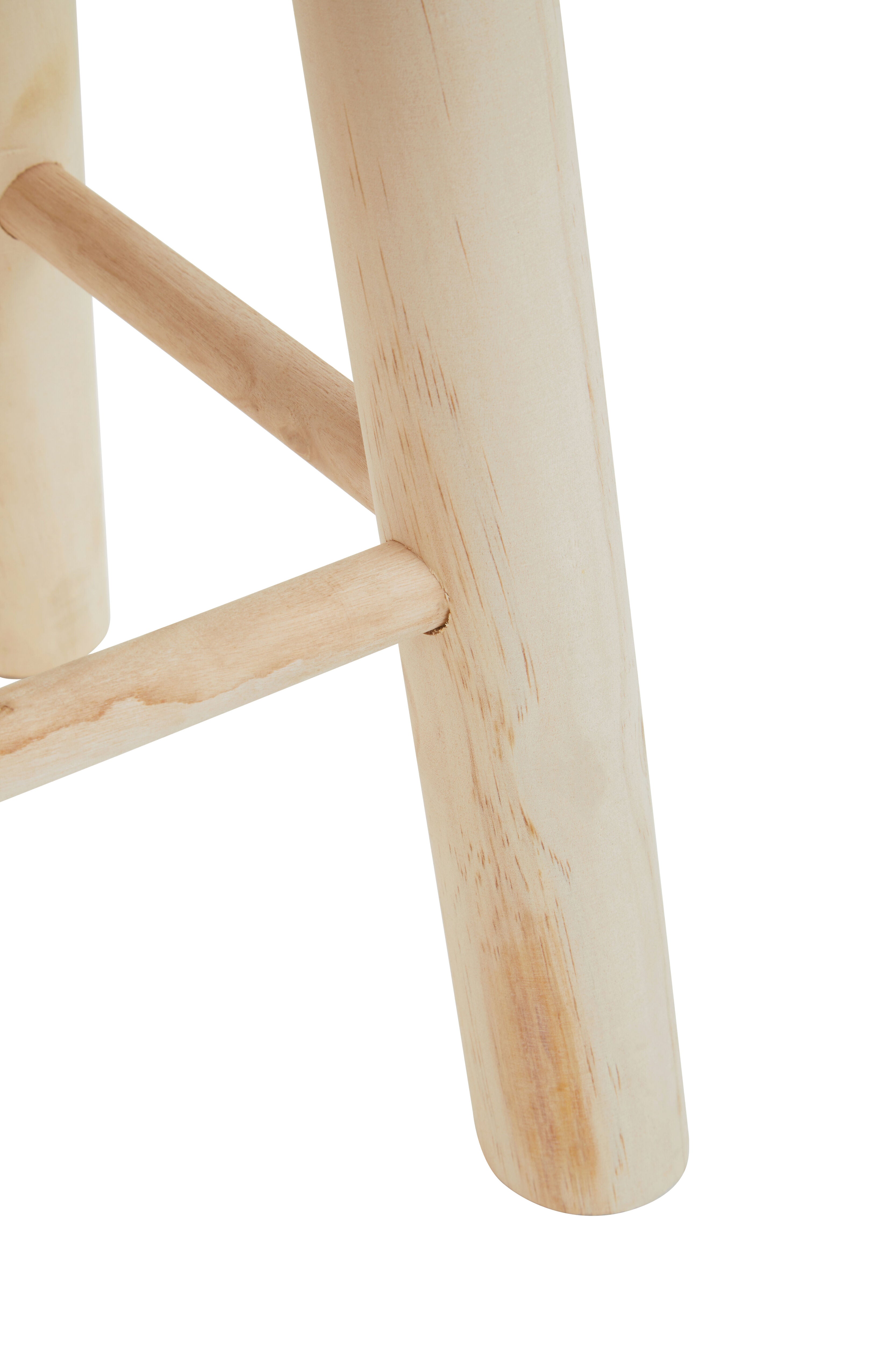 Brigitte Natural Wood & White Cotton Rope Low Stool